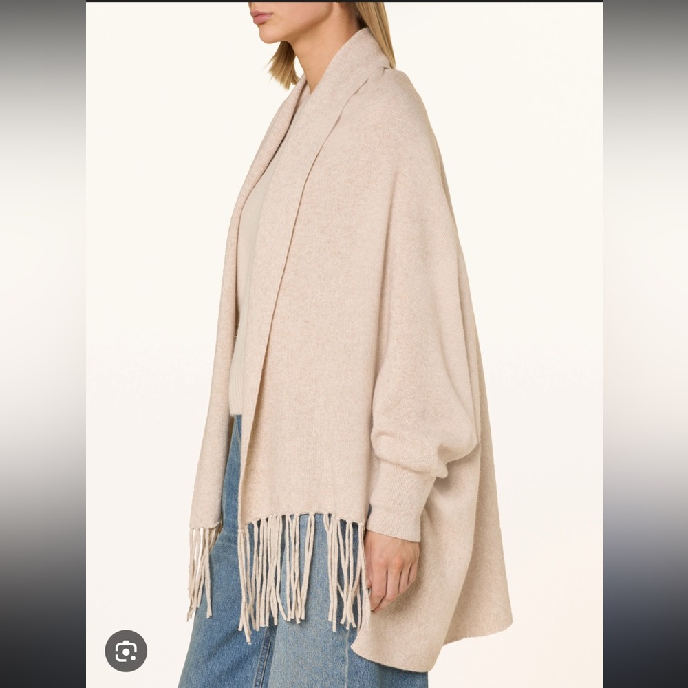 Barbour Tabitha Wool Fringe Cardigan Sweater Cape